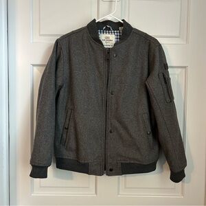 Ben Sherman Varsity Jacket Boys 14/16 Gray Wool Blend Coat Preppy Bomber Classic